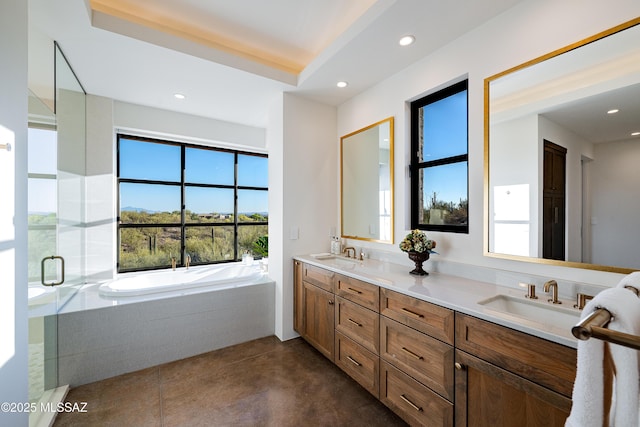 5200 N Camino Antonio, Tucson, AZ 85718 - bathroom with a garden tub, recessed lighting, double vanity, and a sink