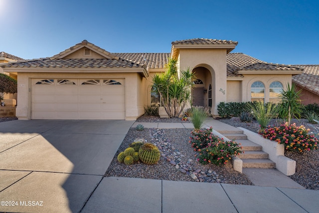 view of front of property with a garage