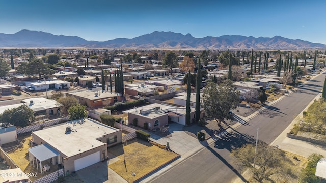 drone / aerial view featuring a mountain view