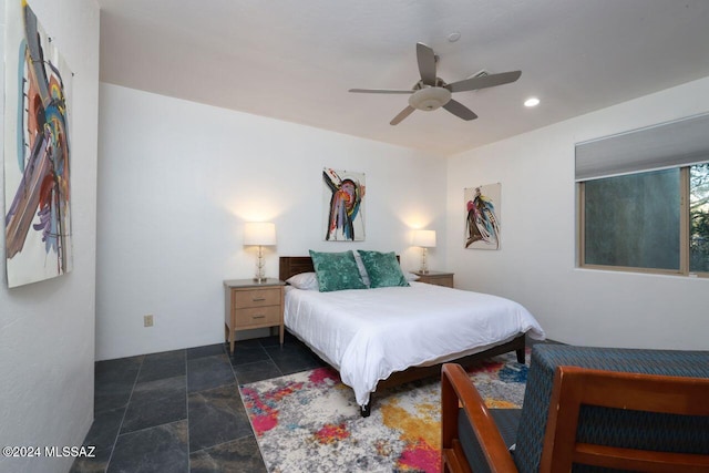 bedroom featuring ceiling fan