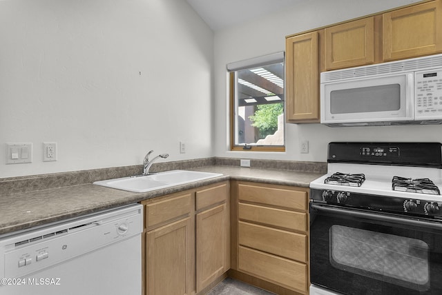 kitchen with white appliances and sink