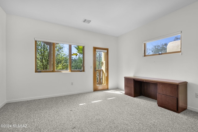 unfurnished office featuring light carpet