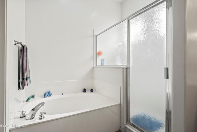 bathroom with separate shower and tub