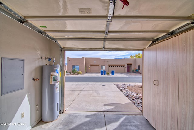 garage with water heater