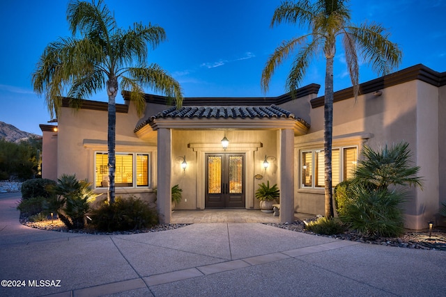 view of front of home featuring french doors