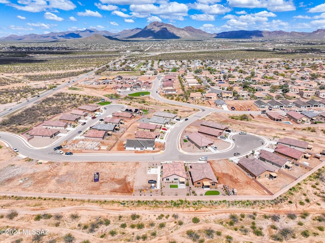 drone / aerial view featuring a mountain view