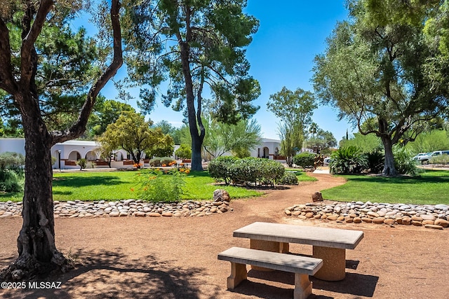 view of property's community featuring a lawn