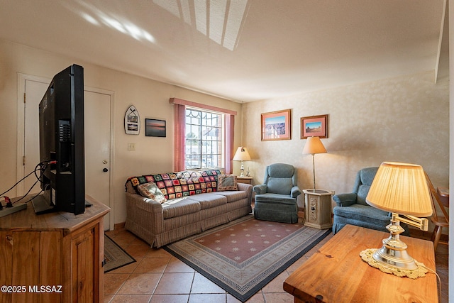 view of tiled living room