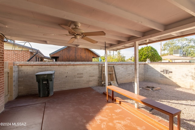 view of patio / terrace featuring ceiling fan