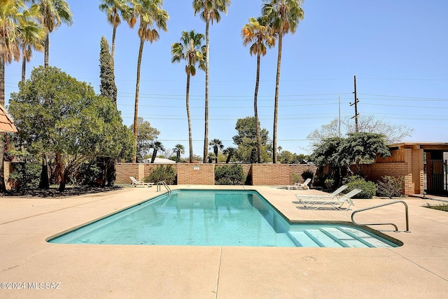 view of swimming pool with a patio area