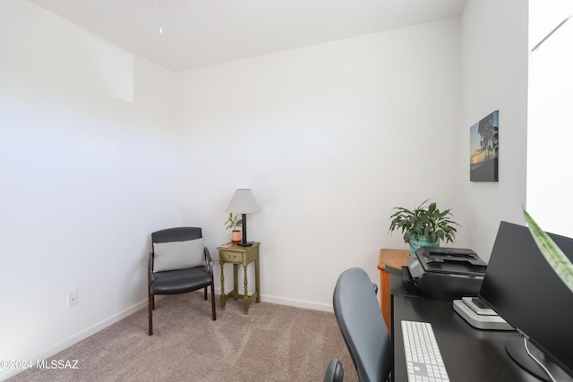 view of carpeted home office