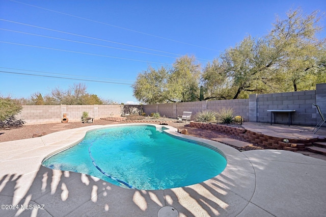 view of swimming pool featuring a patio area