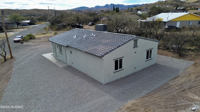 drone / aerial view with a mountain view