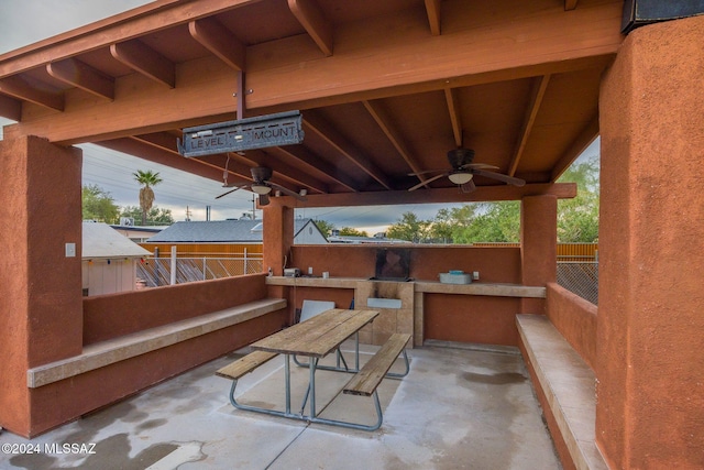 1440 W Roller Coaster Rd, Tucson, AZ 85704 - view of patio / terrace featuring a ceiling fan, exterior bar, and an outdoor kitchen