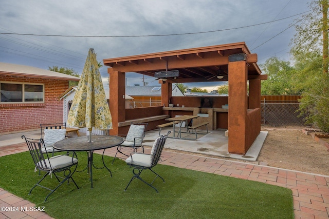 view of patio featuring a bar