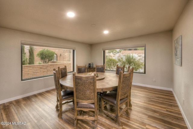 dining room with hardwood / wood-style flooring