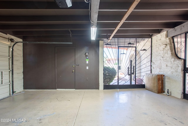 garage with a garage door opener