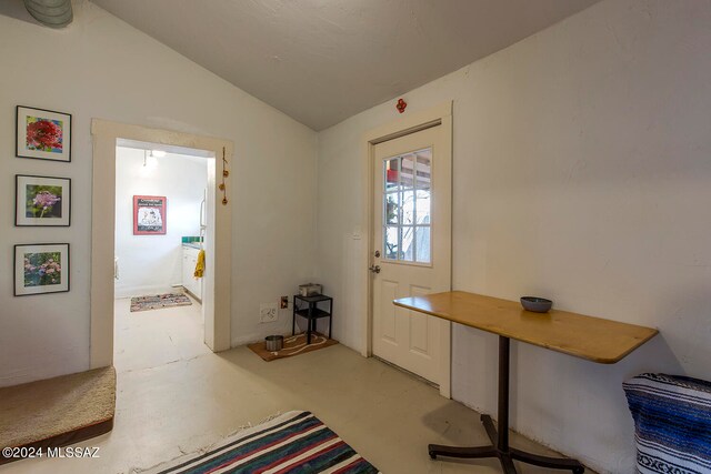 entryway with lofted ceiling