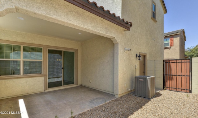 view of patio featuring central AC unit