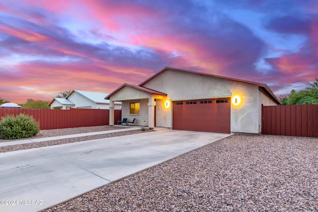 view of front of house with a garage