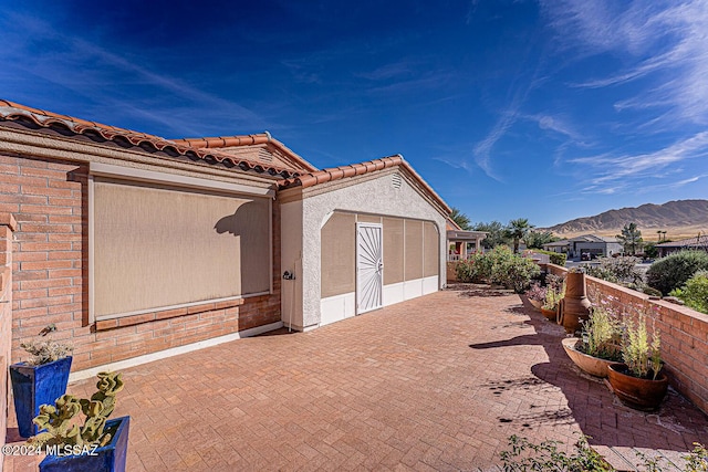 exterior space with a mountain view