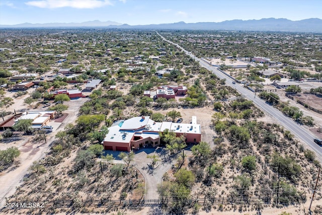 drone / aerial view with a mountain view