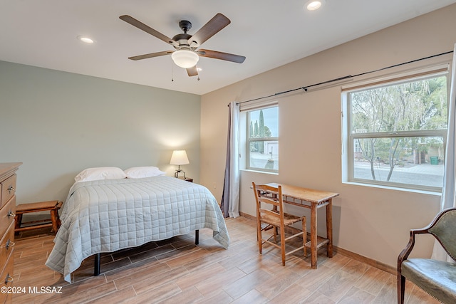 bedroom featuring ceiling fan