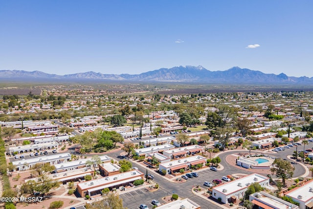 aerial view with a mountain view