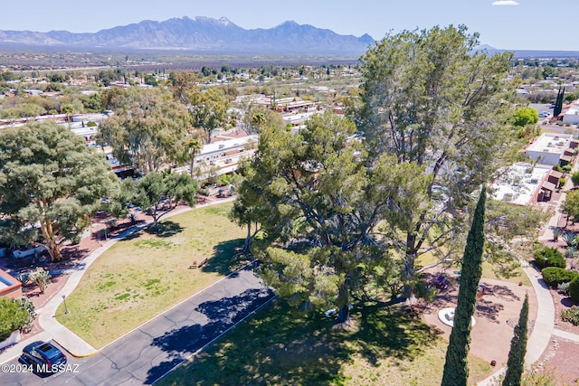 birds eye view of property with a mountain view