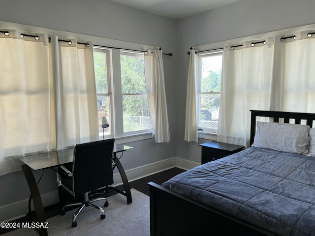 bedroom with multiple windows