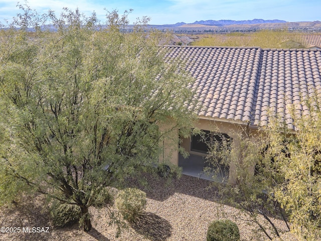 aerial view featuring a mountain view