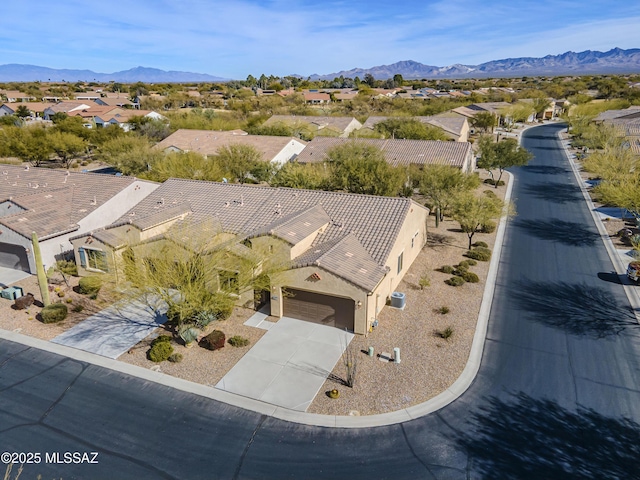 bird's eye view featuring a mountain view