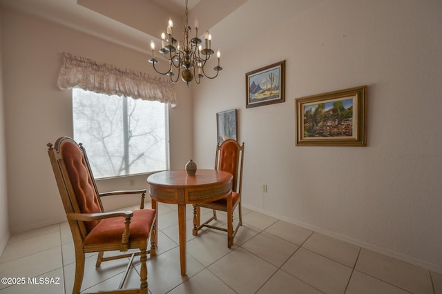 dining area featuring light tile patterned flooring