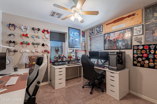 office space with ceiling fan