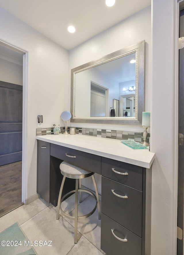 bathroom featuring vanity and tile patterned flooring