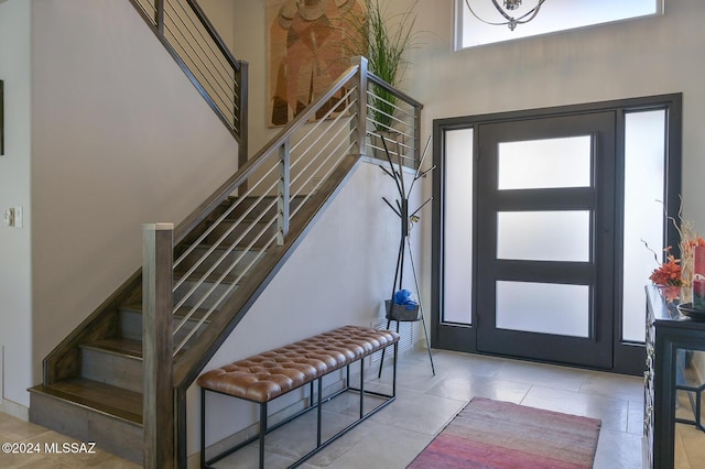 foyer with a high ceiling