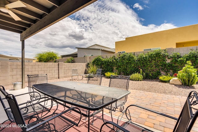 view of patio with ceiling fan