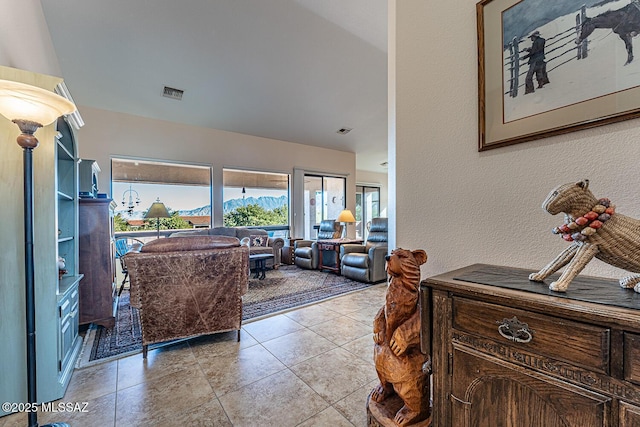 view of tiled living room