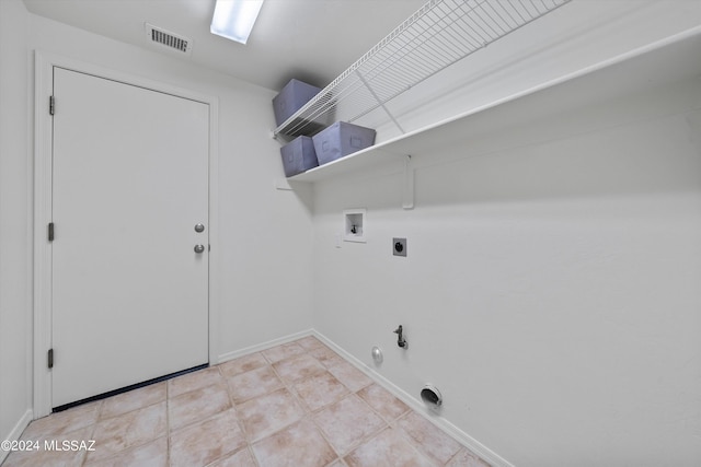 laundry area featuring visible vents, washer hookup, gas dryer hookup, hookup for an electric dryer, and laundry area