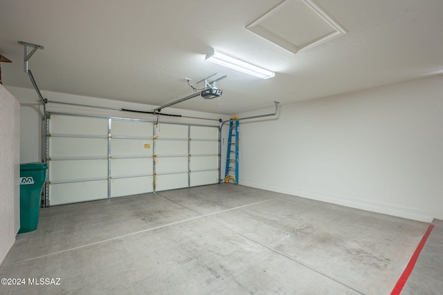 garage with a garage door opener