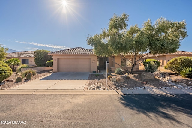 view of front of property with a garage