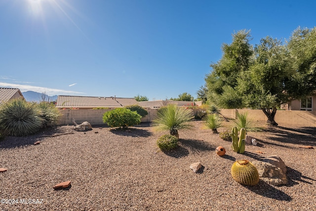 view of yard with a mountain view