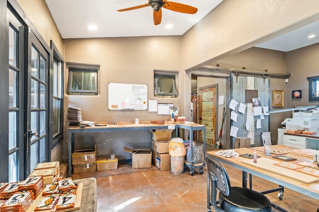 office featuring ceiling fan