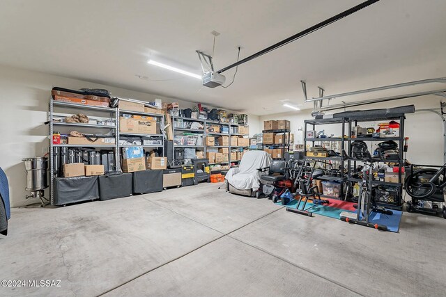 garage with a garage door opener