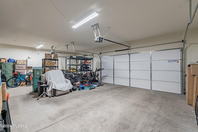 garage with a garage door opener