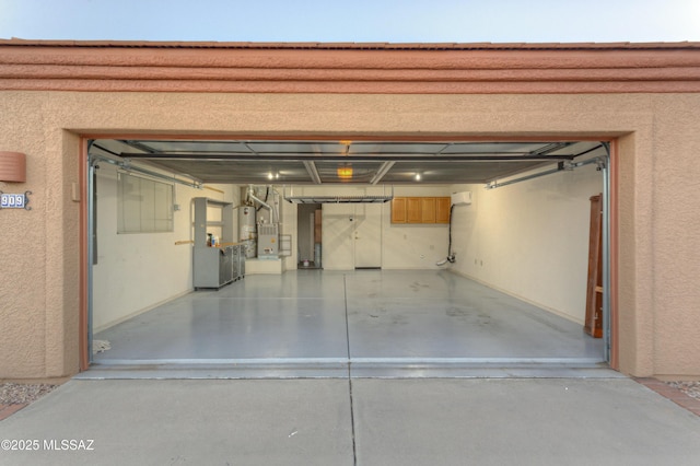 garage featuring water heater