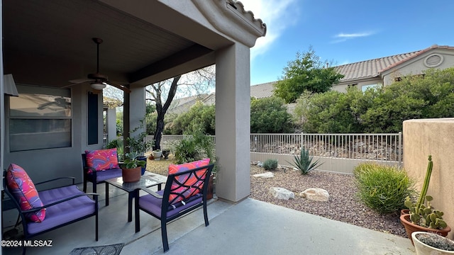 view of patio / terrace with ceiling fan