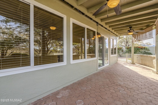 view of patio with ceiling fan