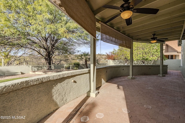 view of patio with ceiling fan