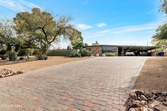 view of front of house with a carport